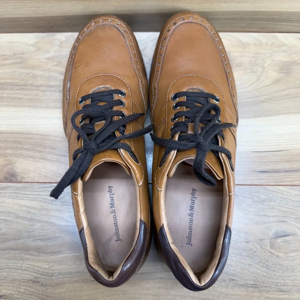 Johnston & Murphy Mens Dress‎ Sneakers 10.5 M Saddle Brown Leather